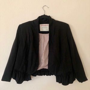 Black Ruffle Women’s Blazer with Strawberry Lining
